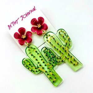 Betsey Johnson Flower Cactus Drop Dangle Earrings New